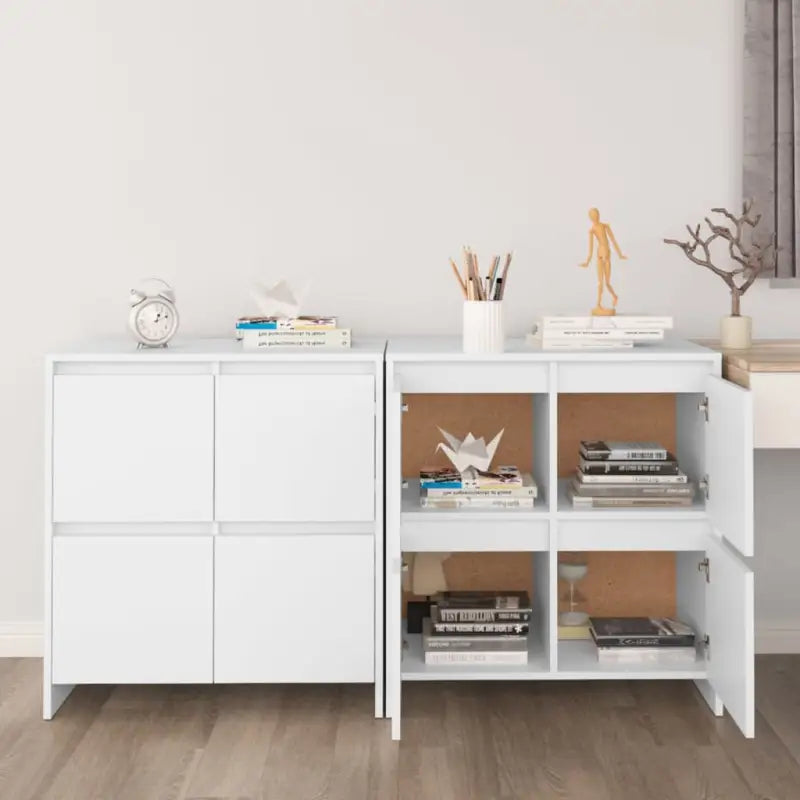 Grijze Sonoma dressoir in bewerkt hout met minimalistisch design - Wit / 1 - Dressoirs & buffetkasten