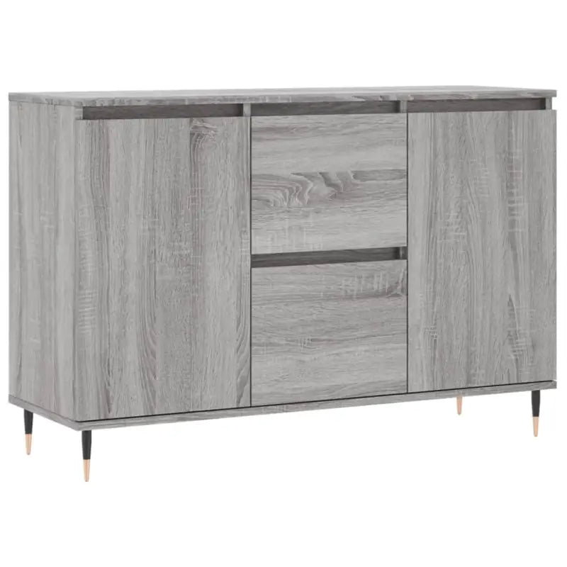 Grijze Sonoma dressoir met bewerkt hout en ijzeren poten - Dressoirs & buffetkasten