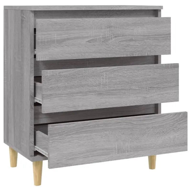 Grijze Sonoma dressoir met houten poten en bewerkt hout - Dressoirs & buffetkasten
