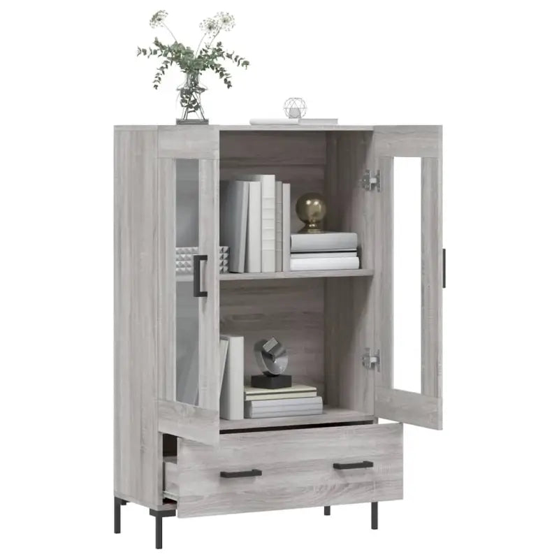 Grijze Sonoma hoge kast met metalen poten voor een moderne uitstraling - Dressoirs & buffetkasten