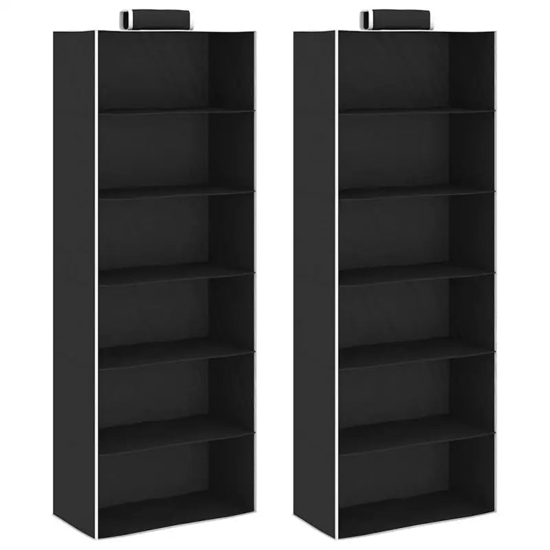 Hangende organiser voor kledingkast met brede open schappen - Zwart / 30 x 15 x 80 cm / 2 - Kledingrekken &
