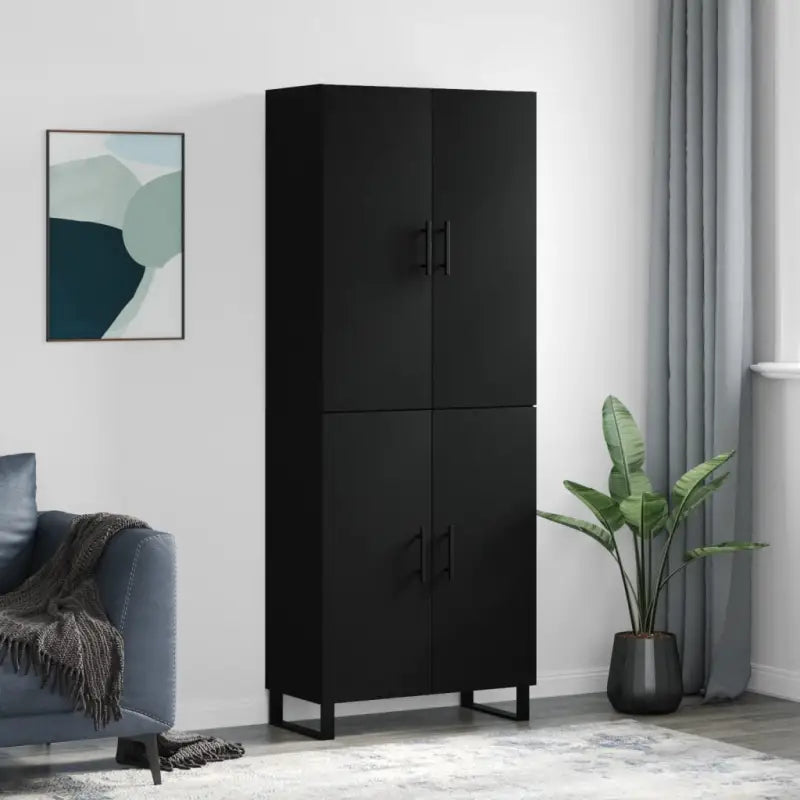 Hoge kast grijs sonoma van bewerkt hout met unieke charme - Zwart / 1 / 2 deuren - Dressoirs & buffetkasten