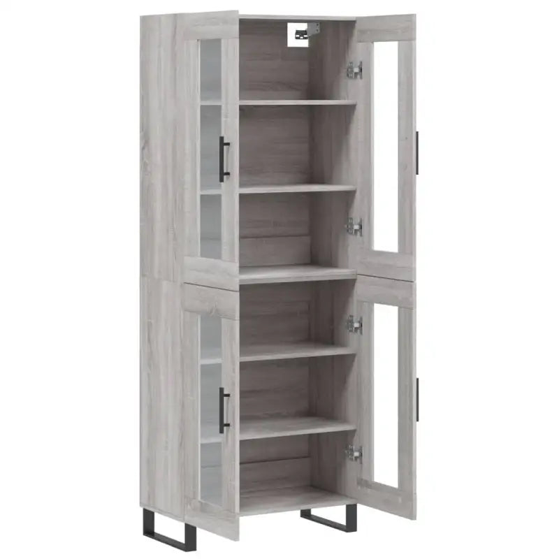 Hoge kast in grijs sonoma van bewerkt hout met unieke charme - Dressoirs & buffetkasten