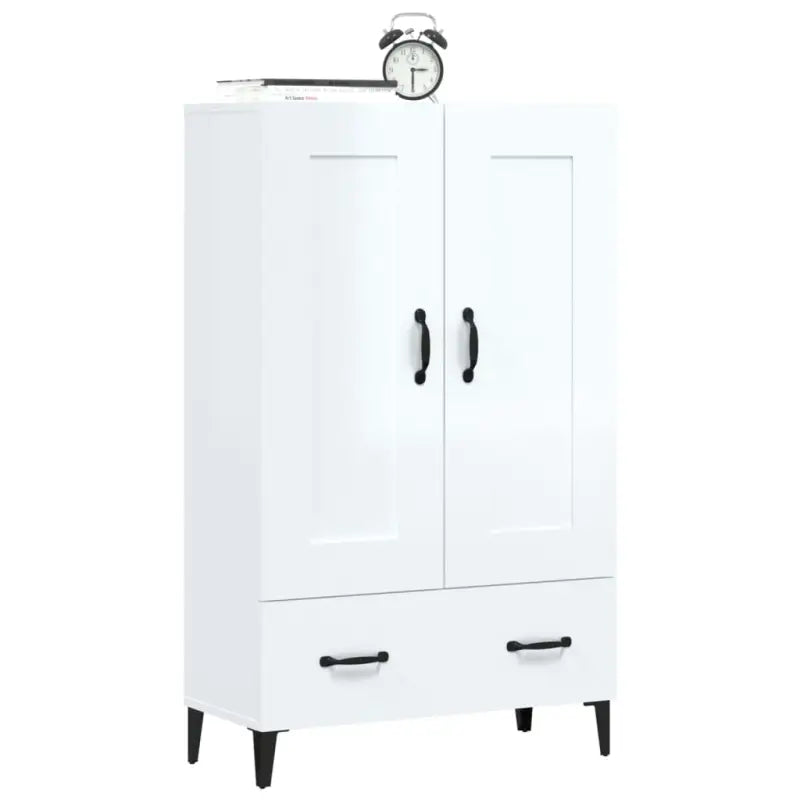 Hoge kast in hoogglans wit bewerkt hout voor een chique interieur - Dressoirs & buffetkasten