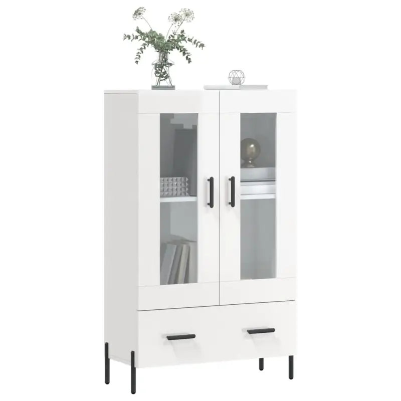 Hoge kast met metalen poten in hoogglans wit voor moderne interieurs - Dressoirs & buffetkasten