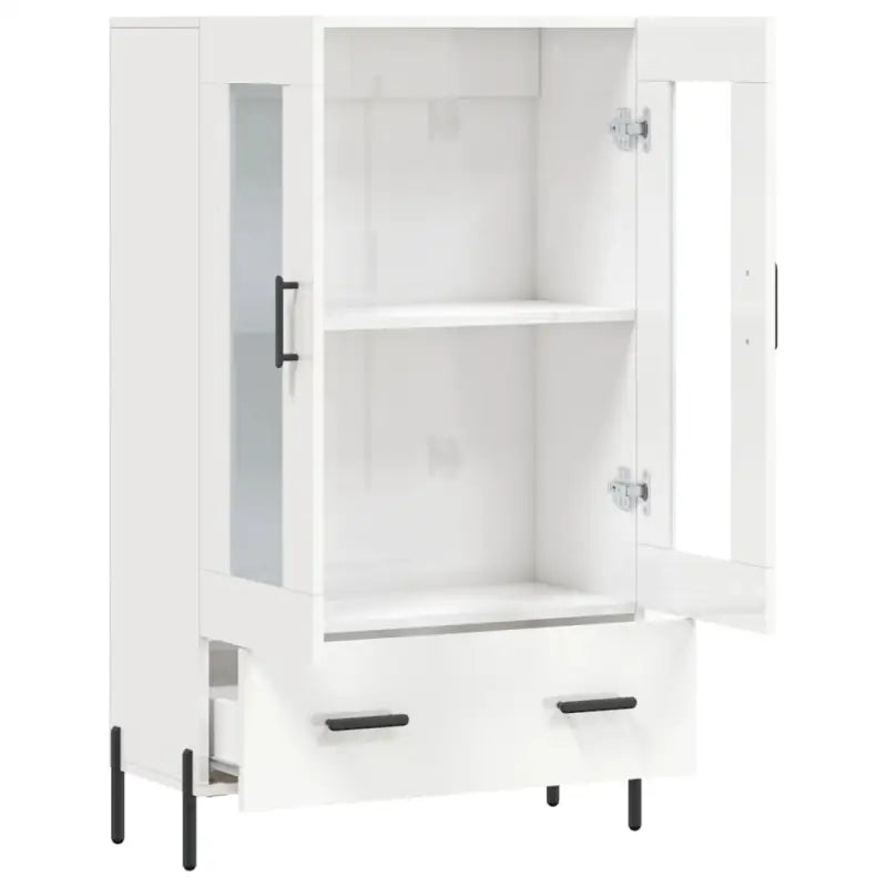 Hoge kast met metalen poten in hoogglans wit voor moderne interieurs - Dressoirs & buffetkasten