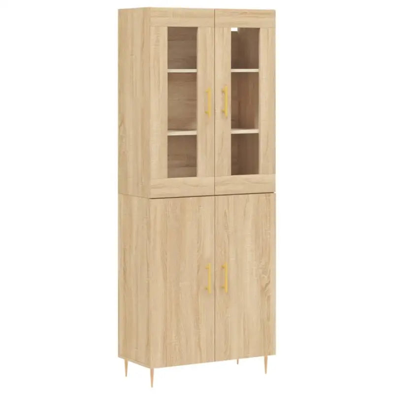Hoge kast van bewerkt hout met duurzame en stijlvolle afwerking - Dressoirs & buffetkasten