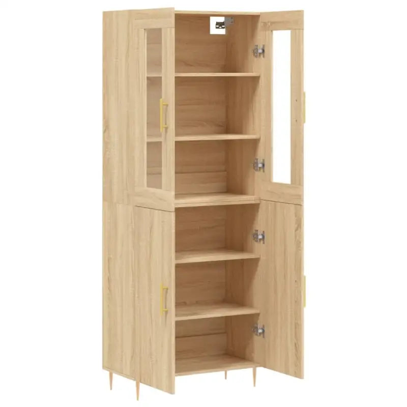 Hoge kast van bewerkt hout met duurzame en stijlvolle afwerking - Dressoirs & buffetkasten