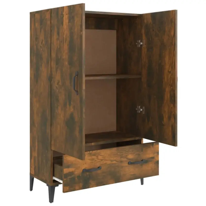 Hoge kast van bewerkt hout met stijlvolle en stabiele uitstraling - Dressoirs & buffetkasten