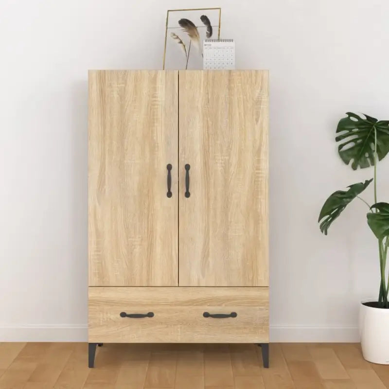 Hoge kast van bewerkt hout met stijlvolle en stabiele uitstraling - Sonoma eiken / 1 - Dressoirs & buffetkasten