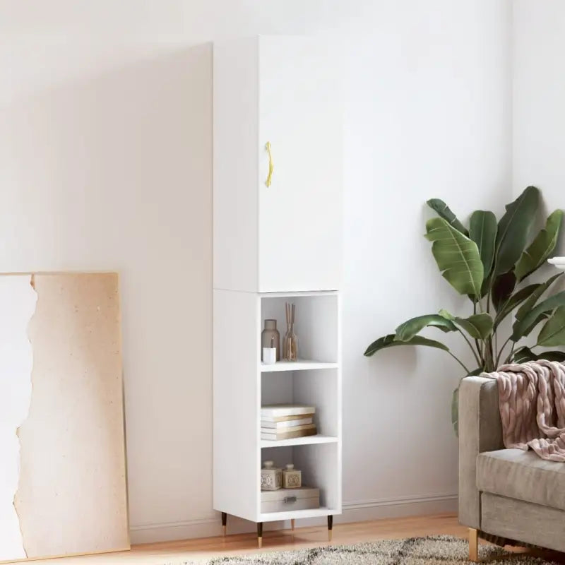 Hoge kast van bewerkt hout voor een stijlvolle en duurzame inrichting - Wit / 1 / 3 schappen - Dressoirs & buffetkasten