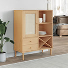 Hoge kast van massief grenenhout met elegante uitstraling - Bruin / 1 - Dressoirs & buffetkasten