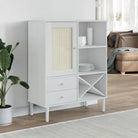 Hoge kast van massief grenenhout met elegante uitstraling - Wit / 1 - Dressoirs & buffetkasten