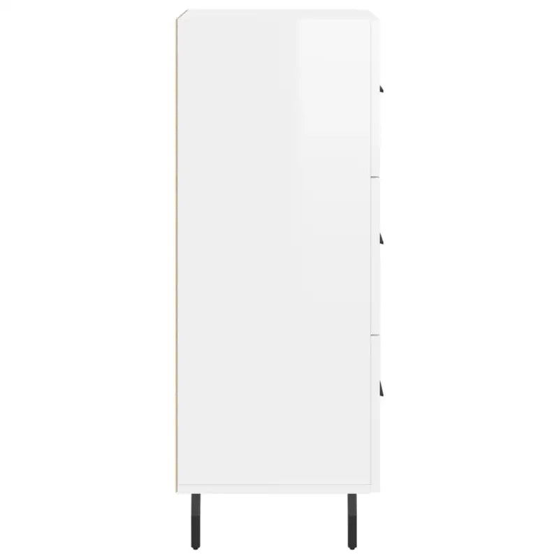 Hoogglans wit dressoir met metalen poten en bewerkt hout - Dressoirs & buffetkasten