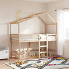 Hoogslaper voor kinderen met open zijdeur van massief grenenhout - Naturel / 80 x 200 cm - Bedden & bedframes