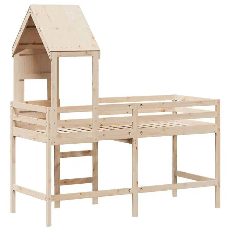 Hoogslaper voor kinderen van massief grenenhout met open zijdeur - Bedden & bedframes