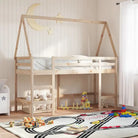 Hoogslaper voor kinderen van massief grenenhout met open zijdeur - Naturel / 90 x 190 cm - Bedden & bedframes