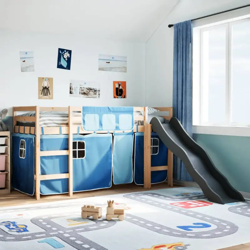 Hoogslaper voor Kinderen van Massief Grenenhout voor Ruimtebesparing - Blauw / 90 x 190 cm - Bedden & bedframes