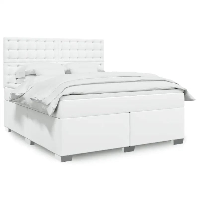 Hoogte verstelbaar boxspringbed met duurzaam kunstleer en comfortabele materiaal vulling - Wit / 180 x 200 cm / knoppwn