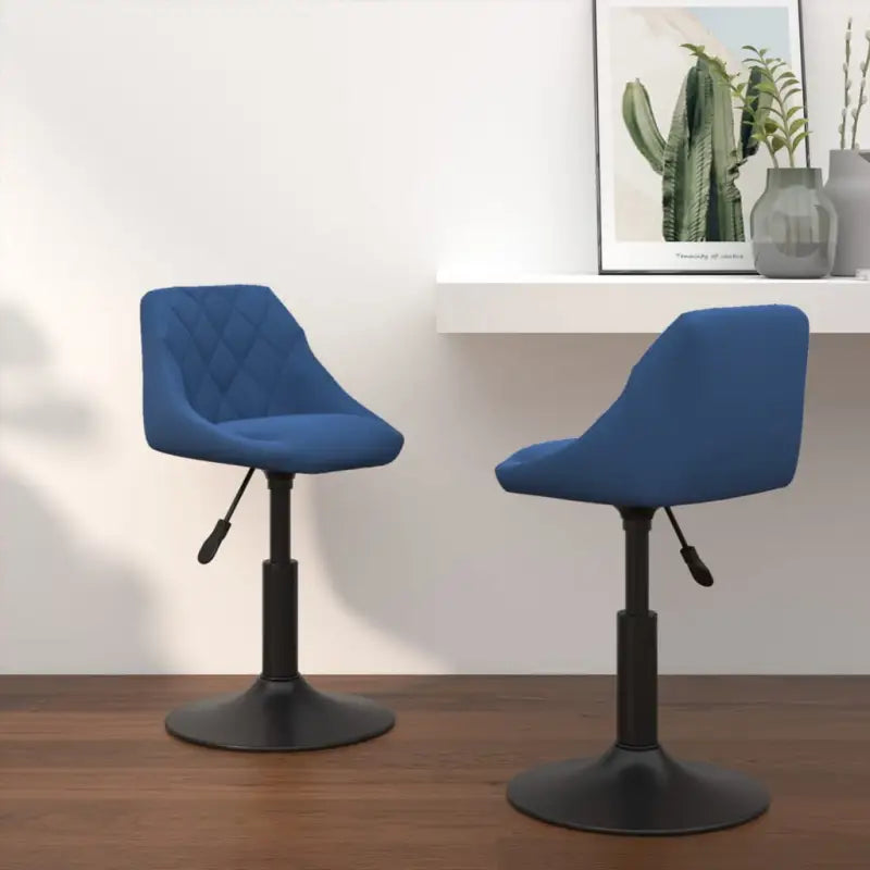 Hoogte verstelbare draaibare eetkamerstoelen met fluwelen design - Blauw / 2 - Eetkamerstoelen