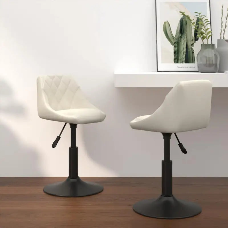 Hoogte verstelbare draaibare eetkamerstoelen met fluwelen design - Crème / 2 - Eetkamerstoelen