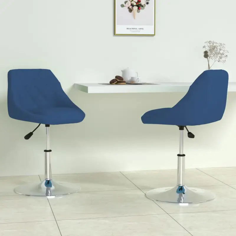 Hoogte verstelbare trendy draaibare eetkamerstoelen met fluwelen bekleding - Blauw / 2 - Eetkamerstoelen