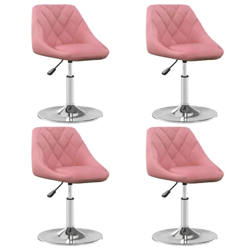 Hoogte verstelbare trendy draaibare eetkamerstoelen met fluwelen bekleding - Roze / 4 - Eetkamerstoelen