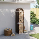 Houtblokhouder van gegalvaniseerd staal voor nette opslag - Bruin / 40 x 45 x 170 cm - Brandhoutrekken