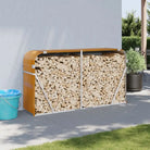 Houtblokhouder van gegalvaniseerd staal voor nette opslag - wood look / 180 x 45 x 100 cm - Brandhoutrekken