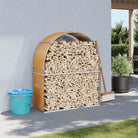 Houtblokhouder van gegalvaniseerd staal voor nette opslag - wood look / 120 x 45 x 140 cm - Brandhoutrekken
