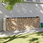 Houtblokhouder van gegalvaniseerd staal voor nette opslag - Zilver / 300 x 45 x 100 cm - Brandhoutrekken