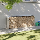 Houtblokhouder van gegalvaniseerd staal voor nette opslag - Zilver / 234 x 45 x 100 cm - Brandhoutrekken