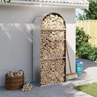 Houtblokhouder van gegalvaniseerd staal voor nette opslag - Zilver / 80 x 45 x 190 cm - Brandhoutrekken