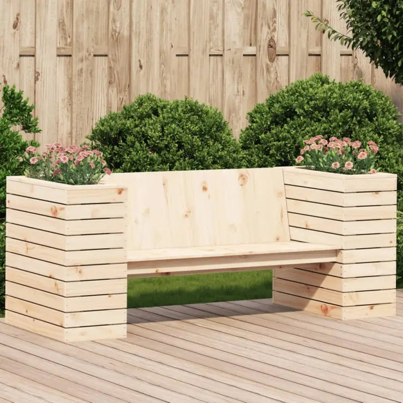 Houten bankje met plantenbakken van massief grenenhout voor tuin - Natuurlijk grenenhout / 1 - Loungebanken