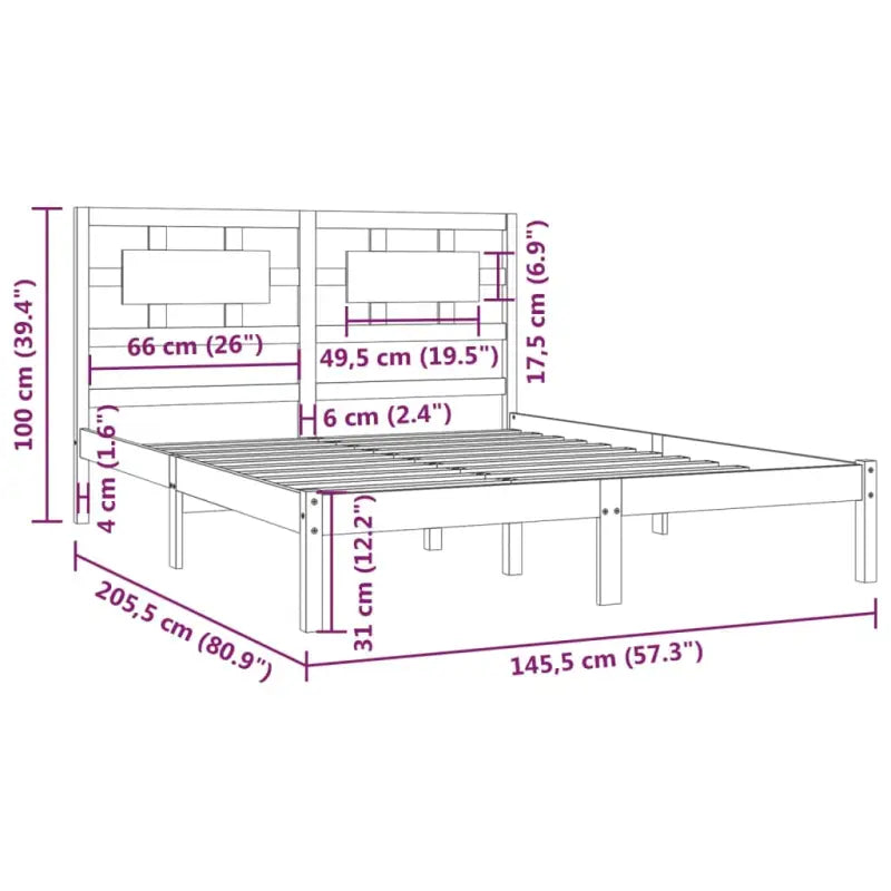 Houten bedframe met hoofdeinde van massief Grenenhout levering bevat - Bedden & bedframes