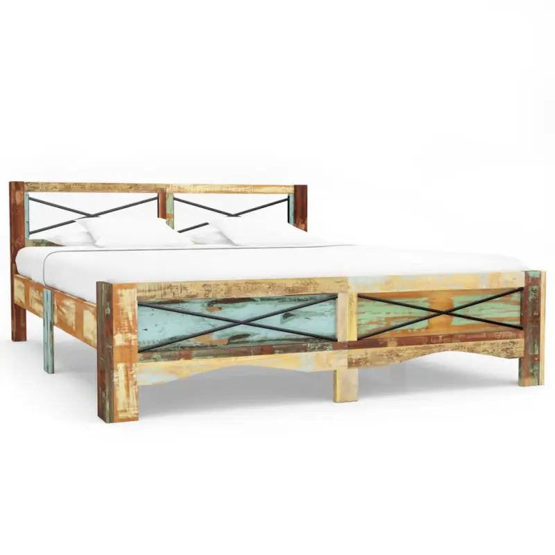 Houten bedframe met vintage charme van massief gerecycled hout - 160 x 200 cm - Bedden & bedframes