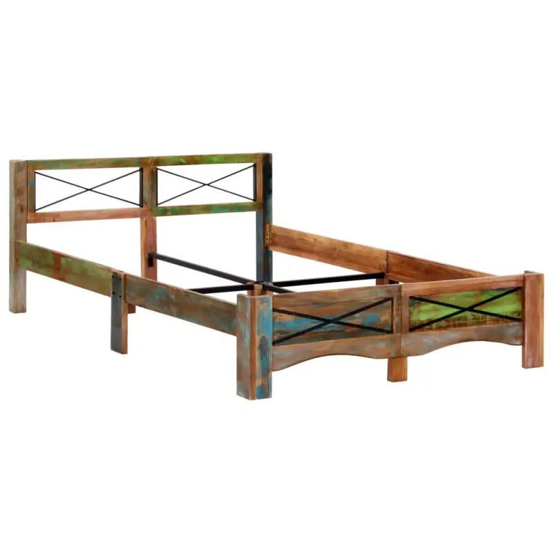 Houten bedframe met vintage charme van massief gerecycled hout - Bedden & bedframes