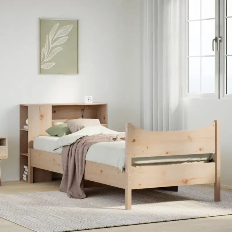 Houten bedframe van massief grenenhout voor een moderne slaapkamer - Naturel / 75 x 190 cm - Bedden & bedframes