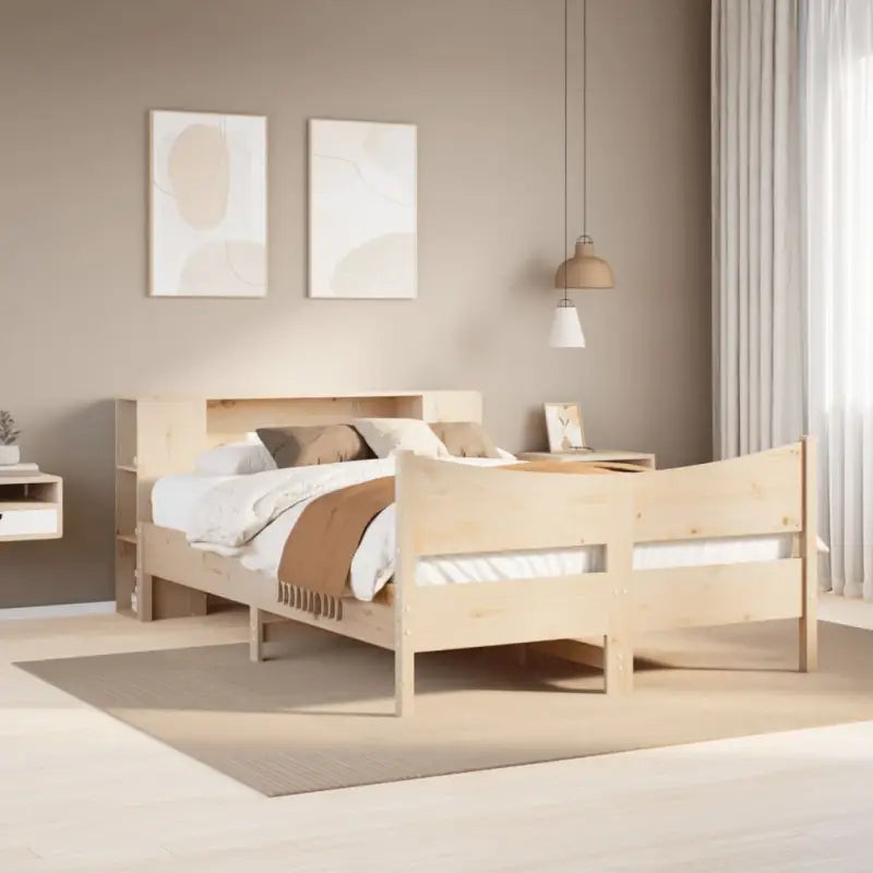 Houten bedframe van massief grenenhout voor een moderne slaapkamer - Naturel / 120 x 190 cm - Bedden & bedframes