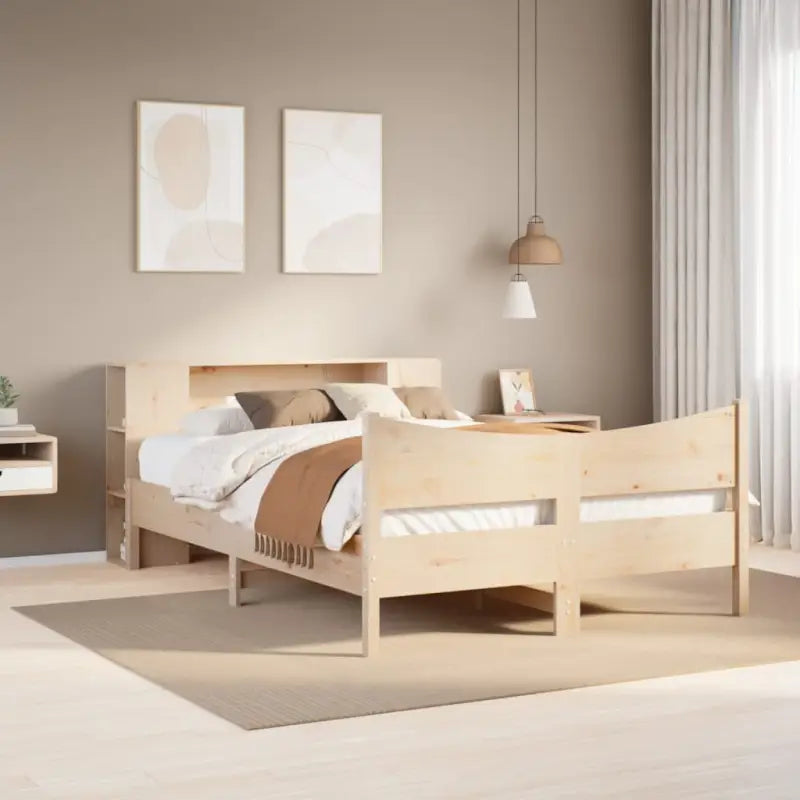 Houten bedframe van massief grenenhout voor een moderne slaapkamer - Naturel / 140 x 190 cm - Bedden & bedframes