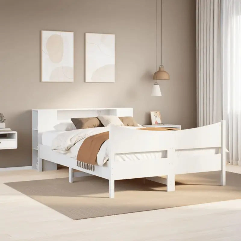 Houten bedframe van massief grenenhout voor een moderne slaapkamer - Wit / 150 x 200 cm - Bedden & bedframes