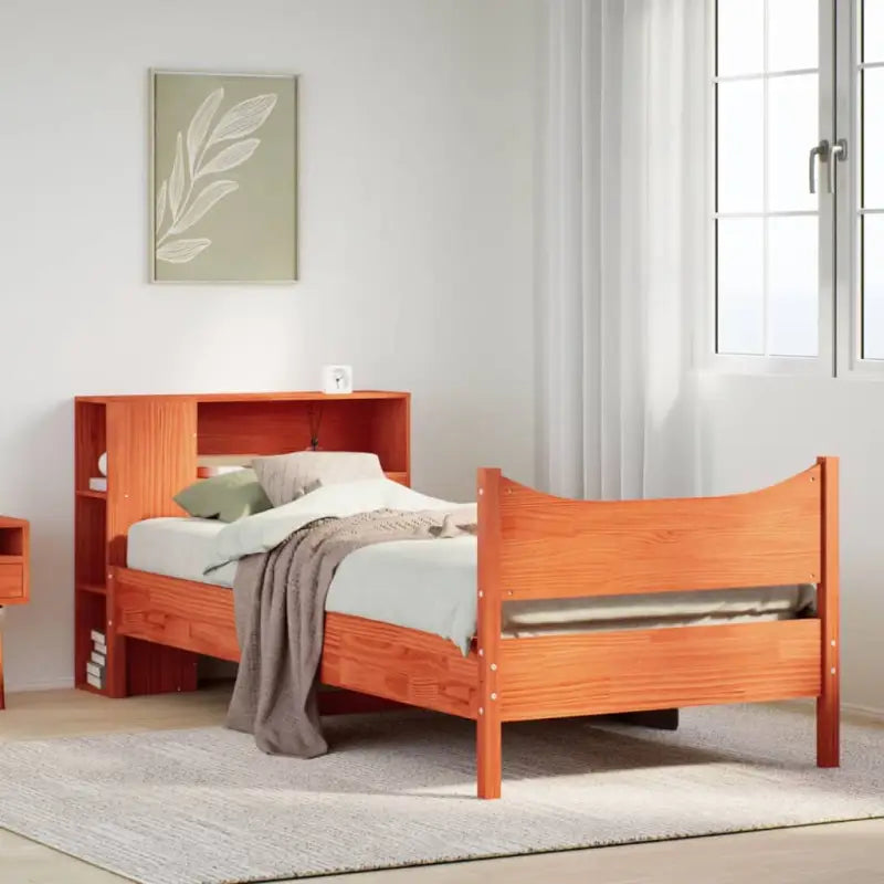 Houten bedframe van massief grenenhout voor een moderne slaapkamer - Wasbruin / 90 x 200 cm - Bedden & bedframes