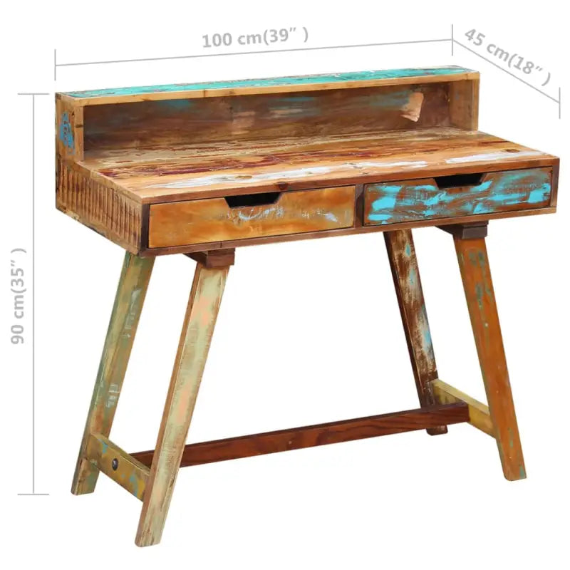 Houten bureau in vintage stijl van massief gerecycled hout - Bureaus