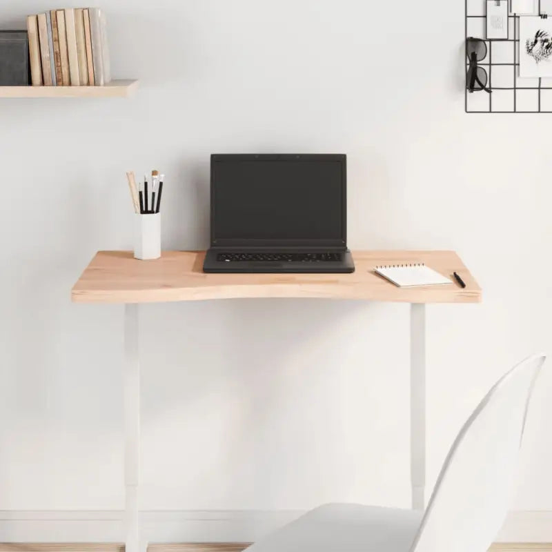 Houten bureaublad met massief beukenhout en afgeronde hoeken - Naturel / 80 x (36-40) x 2.5 cm - Onderdelen