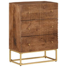 Houten cd en dvd kast van massief mangohout met tijdloze uitstraling - 55 x 30 x 76 cm / 1 - Cd- & dvd-kasten