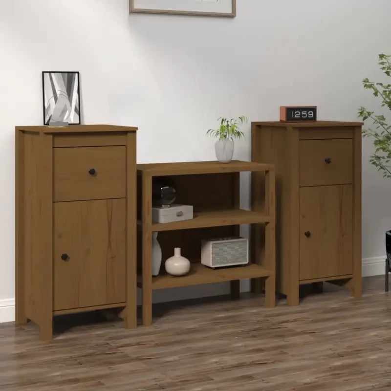 Houten Dressoir van massief grenenhout voor een opgeruimde woonkamer - Honingbruin / 2 / Nachtkastje - Dressoirs &