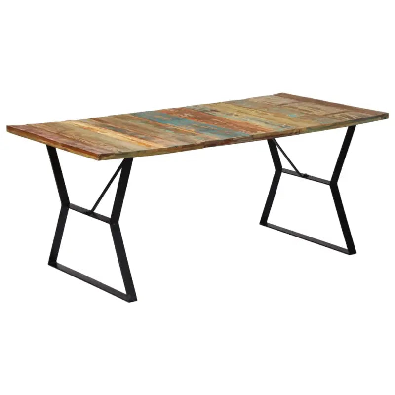 Houten eettafel met industriële stijl van massief mangohout - Multikleur / 180 x 90 x 76 cm / 1 - Eettafels