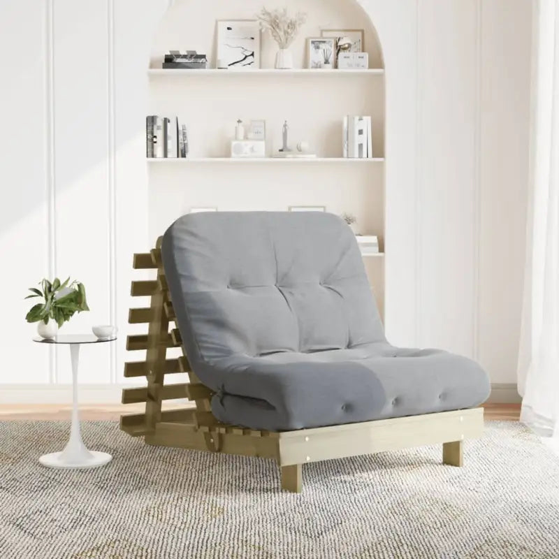 Houten futon slaapbank met verstelbare rugleuning voor comfort en veelzijdigheid - Naturel geïmpregneerd / 80 x 206 x