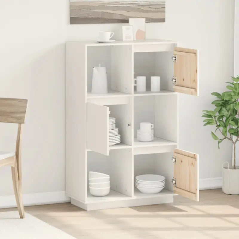 Houten hoge kast van massief grenenhout met rustieke uitstraling - Dressoirs & buffetkasten