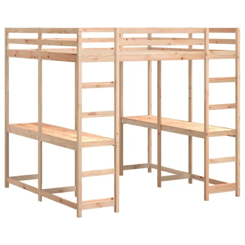 Houten Hoogslaper van Massief Grenenhout voor Een Ruimtebesparende Kamer - Bedden & bedframes